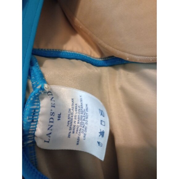 Lands End Blue One-Piece Swim Gold Accents & Ruched Front Womens Size 16 - Picture 11 of 11